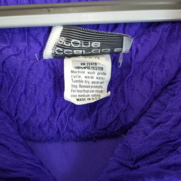 Riccardo E Barone Purple Crinkle Tunic Top Button Women 22 Dolman Short Sleeve - Picture 10 of 11